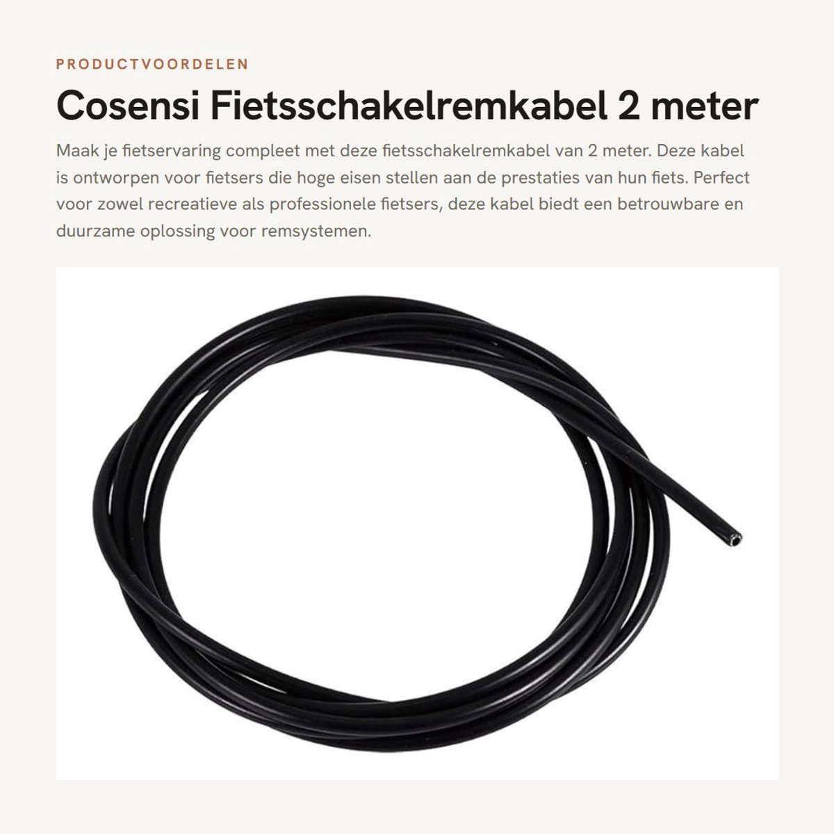 Dailygoods- Fietsschakelremkabel 2 m - Kabelslot - Fiets Kabelslot - Schaatsen Messenslijper - Diamant/Kunststof - Lichtgewicht - Fietskabel