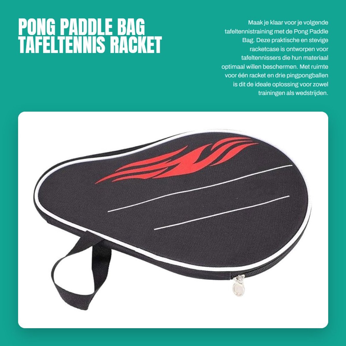Dailygoods- Tafeltennis Racket Case - Oxford Koffer - Voor 1 Racket/3 Ballen - Duurzaam/Schokbestendig - Praktische Polsband - Beste Racket Protector - Pingpongtas