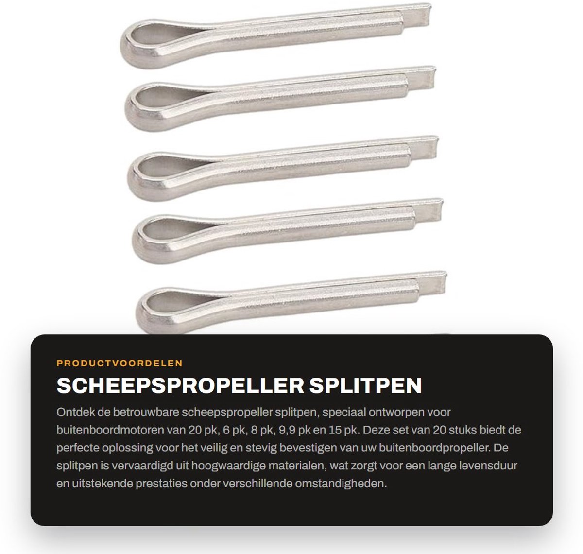 Dailygoods- Scheepspropeller Splitpen - 20 Stuks - Buitenboordmotoren 20/15/9,9/8/6 Pk - Hoogwaardig Metaal - Roestbestendig - OE-nummer 91490-30020-00 - Buitenboordmotor