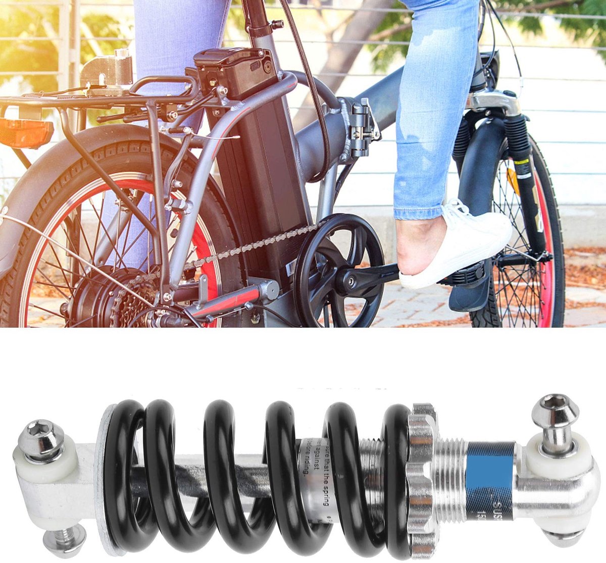 Dailygoods - Fiets schokdemper - Mountainbike demper - Soepel rijden - 150 mm - Stalen veer - Elektrische en normale mountainbike - Comfortabel rijden