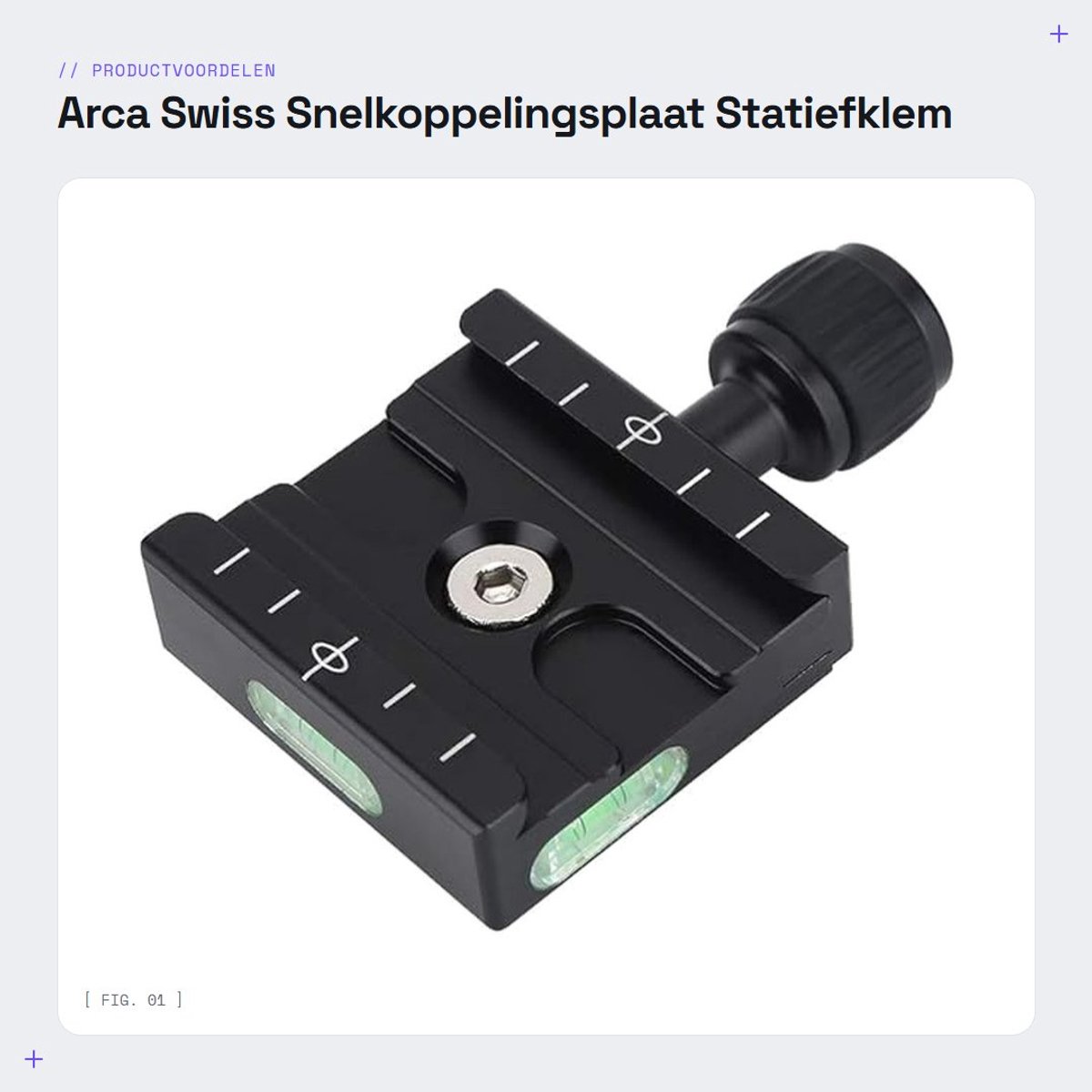 Dailygoods - Arca Swiss Snelkoppelingsplaat - Statiefklem - Robuuste metalen constructie - Compact formaat - Geschikt voor Benro statieven - Pr...