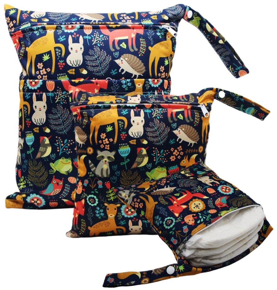 Dailygoods- Wetbag Waterdicht - 3 Stuks - Herbruikbaar - Luiertas - Natte Tas - Voor Zwemmen/Kamperen - Afmetingen: 36x30 cm/30x28 cm/25x20 cm - Nattas