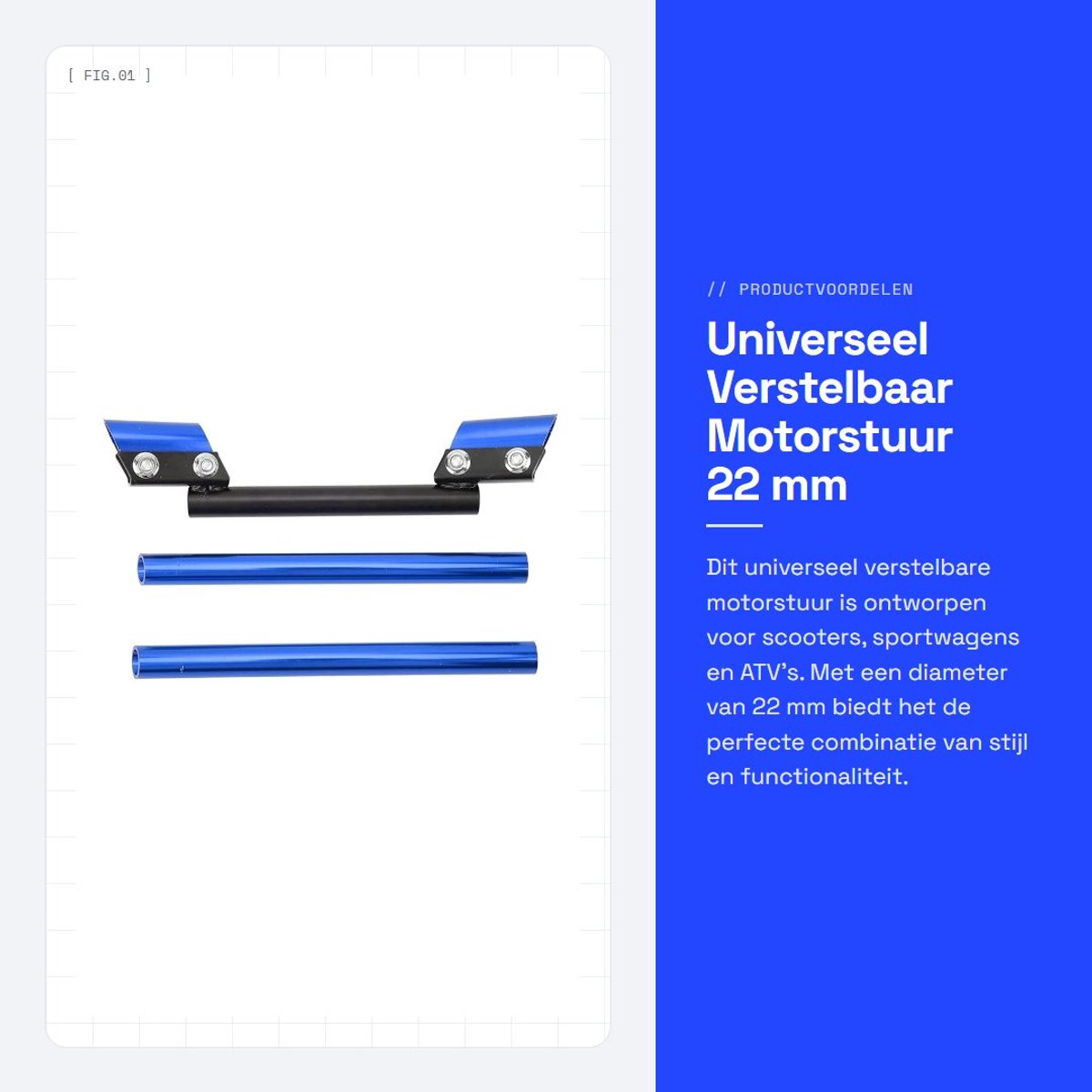Dailygoods - Universeel Verstelbaar Motorstuur 22 mm voor Scooter en ATV (Blauw)