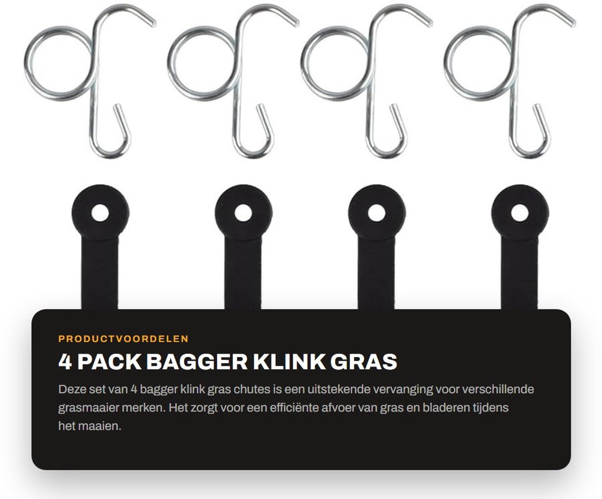 Dailygoods- Grasklep 4x Vergrendeling - 4x Haak - Vervanging voor Husqvarna - Onderdeelnummer 532160793 - Geschikt voor 42"/46" Dekken - Compatibel met Diverse Modellen
