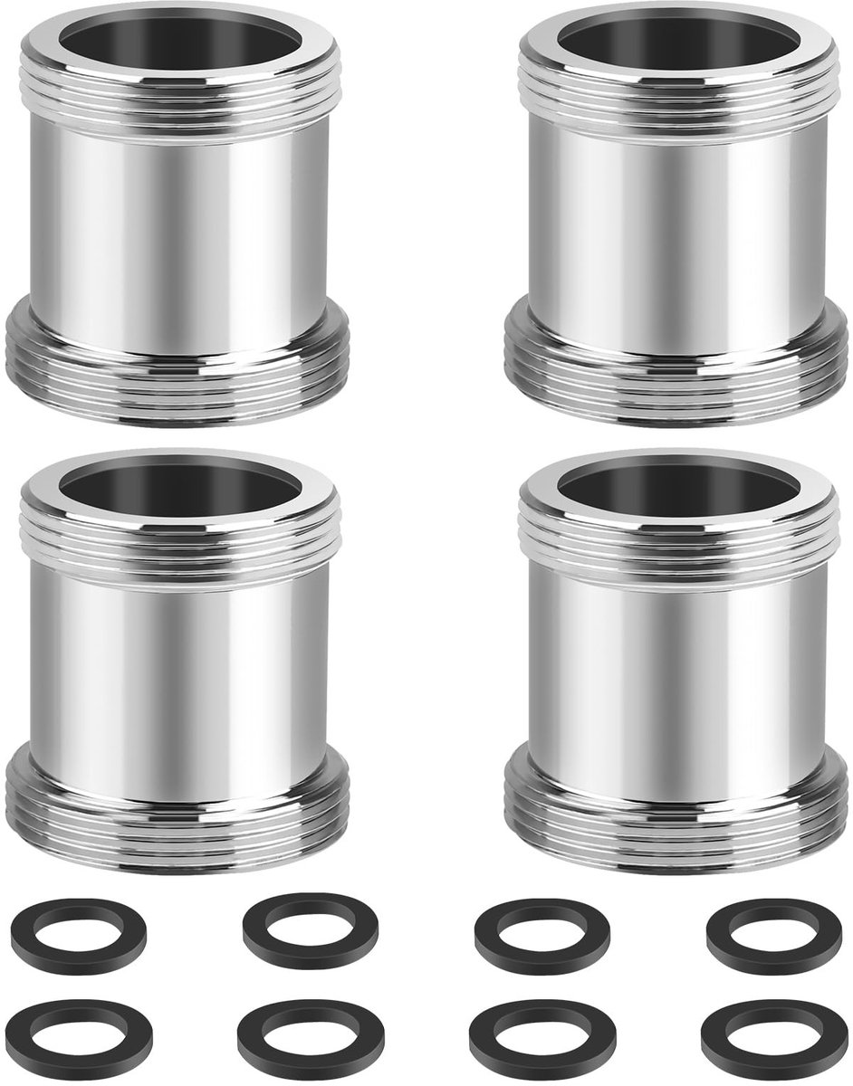 Dailygoods - Faucet Adapters - M22 naar M24 - Eenvoudig te installeren - 4 stuks - Voor keuken en badkamer - Verbeter de waterstroom - Geschikt voor f...