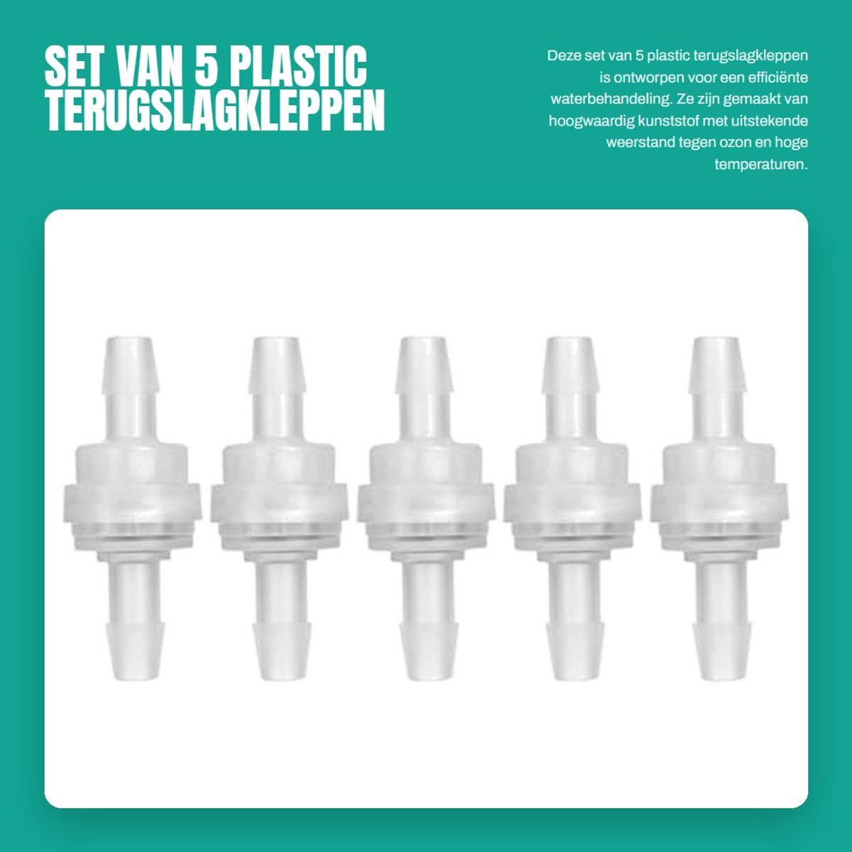 Dailygoods- Terugslagklep Stevig en Duurzaam - 5 Stuks - Fluorrubber Waterafsluiter - PP Kunststof - Hoge Temperatuurbestendigheid - 6mm Ventiel Accessoires