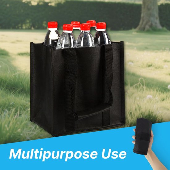 Opvouwbare Flessentas voor 6 Flessen - Waterdichte Drankdrager met Scheidingswanden - Compact en Robuust — afbeelding 2