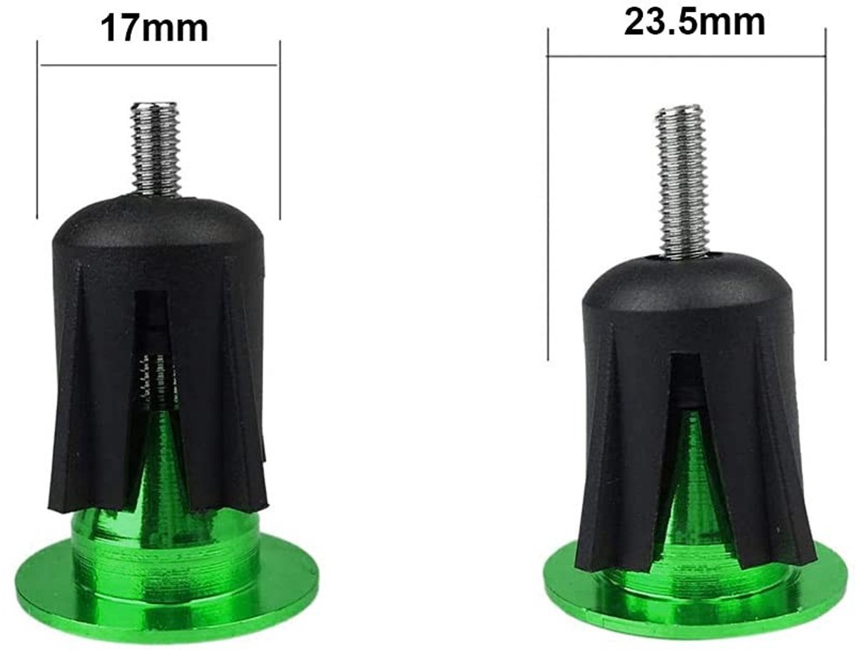 Dailygoods- Handvatdopjes 2 Paar - Rubber/Aluminium Legering - 3.2 x 2.3 cm - Zilver/Groen - Inclusief Inbussleutel - 100% Tevredenheid - Handvatdoppen