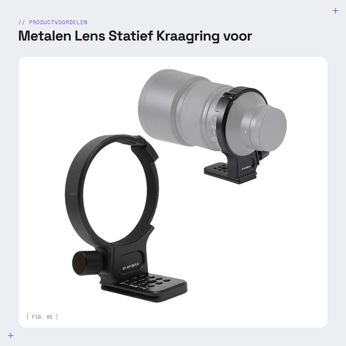 Dailygoods- Lens Kraag Geschikt voor Samyang AF135 F1.8 - Metalen Statief Kraag - Statiefringringstandaard - 70 Mm QR Plaat - Lens Kraag Statiefbevestiging - Lensstatief