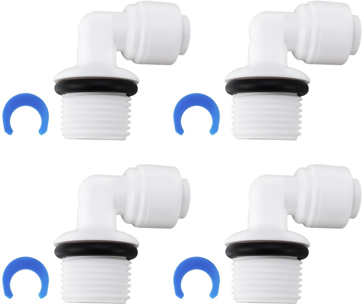 Dailygoods- Elleboog 90° Quick Connect - 4x Connector 3/8" - 1/4" AG - PVC met O-ring - Waterfilter - Omgekeerde Osmose - Lichtgewicht en duurzaam - Slangconnector