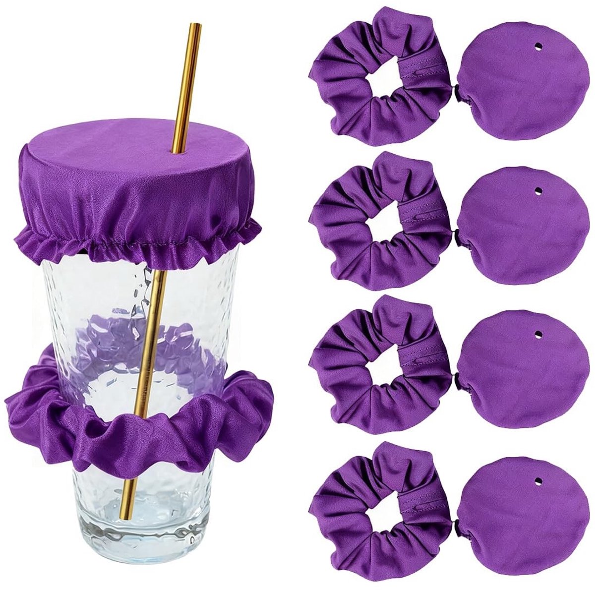 Dailygoods- Anti-Spick-Hoes 4 Stuks - Herbruikbaar - Elastische Bescherming - Rietjesgat - Lekvrij - Veilig voor Vrouwen - Drankdeksel