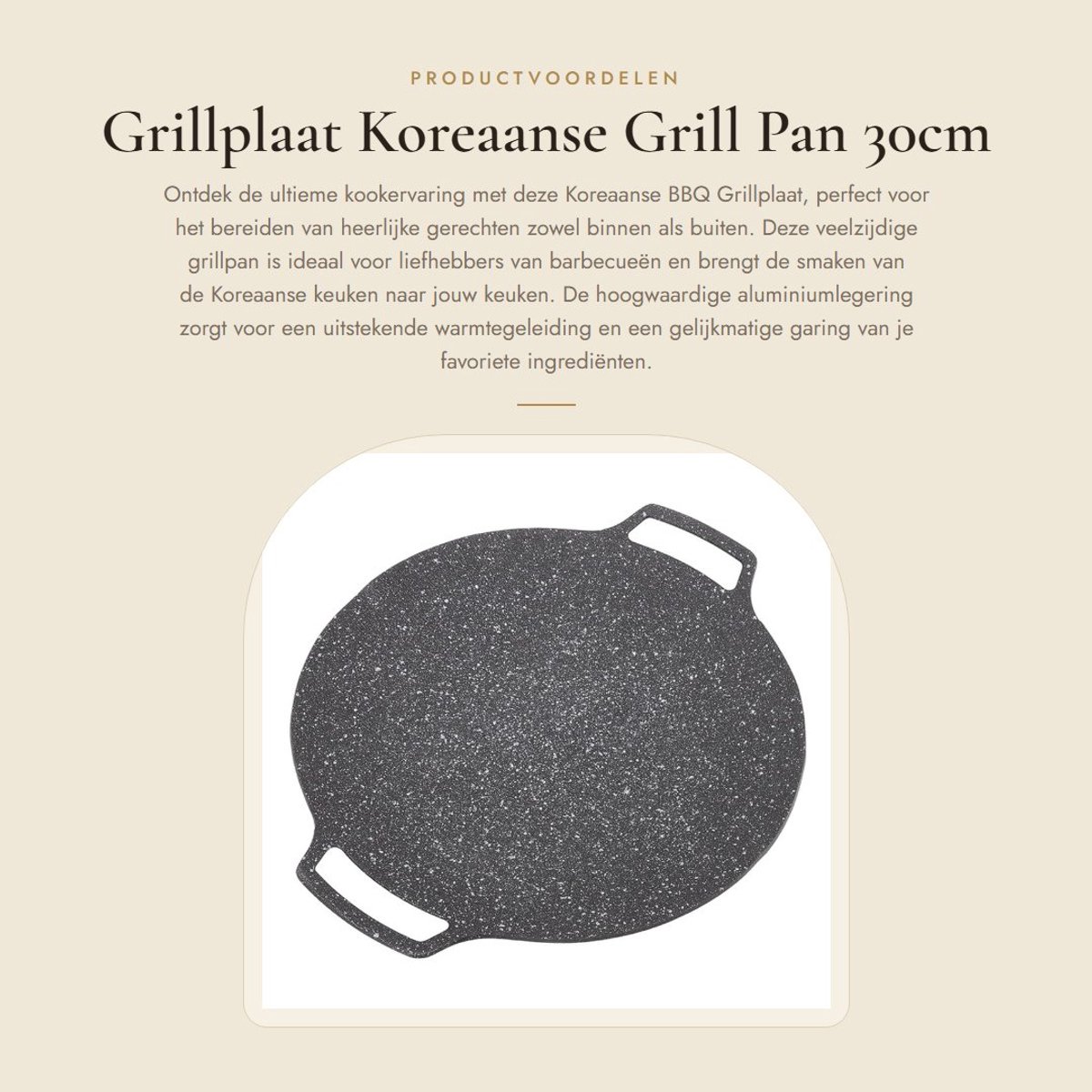 Dailygoods- Grillplaat 30cm - Koreaanse BBQ Plaat - Aluminiumlegering - Geschikt voor Gas/Inductie - Corrosieweerstand - Binnen/Buiten Koken - Teppanyaki