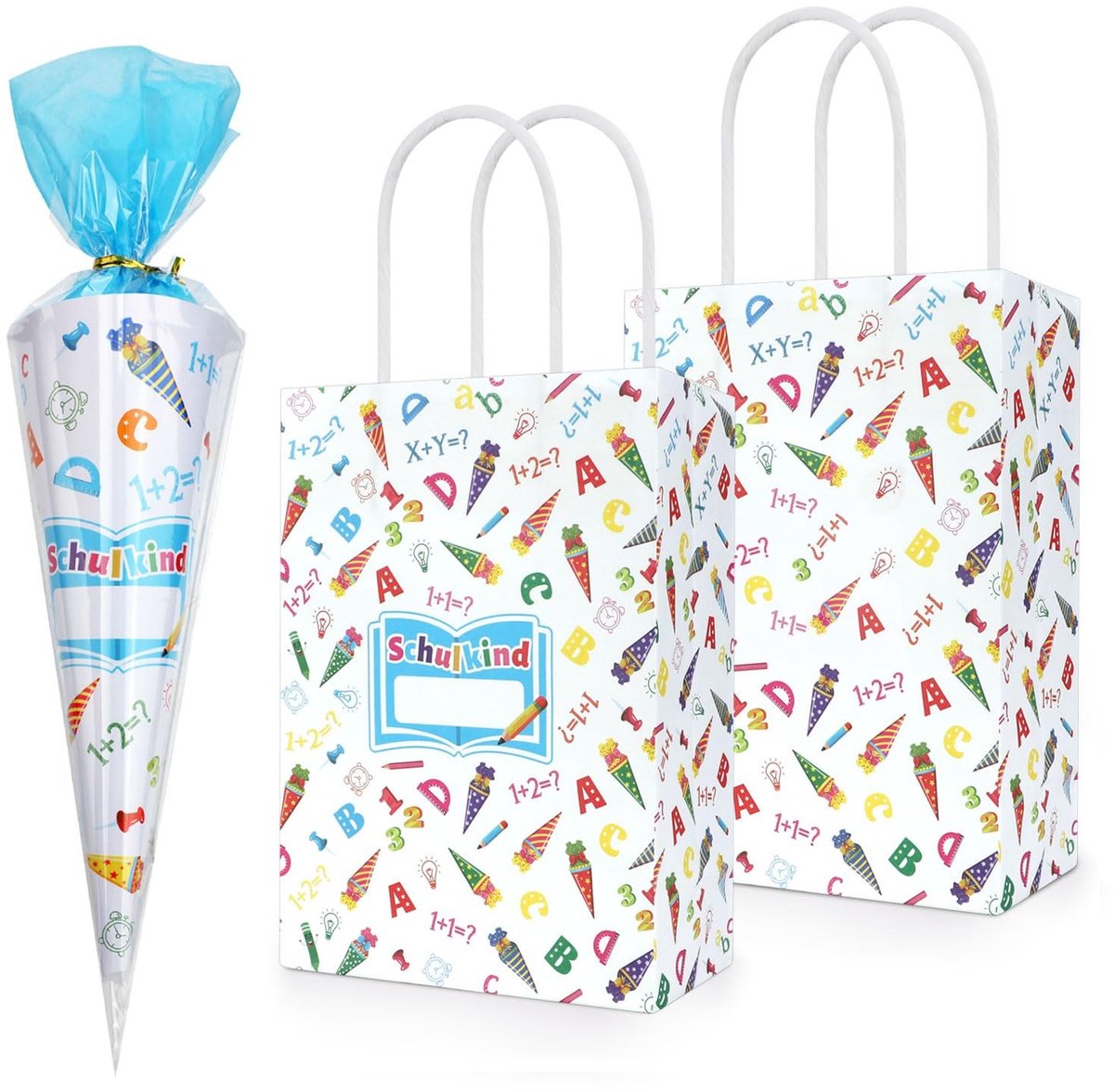 Dailygoods- Snoepzakken 6 Stuks - Terug naar School - Feestbenodigdheden - Handvat - Kegels - Cadeautassen - Feesttassen