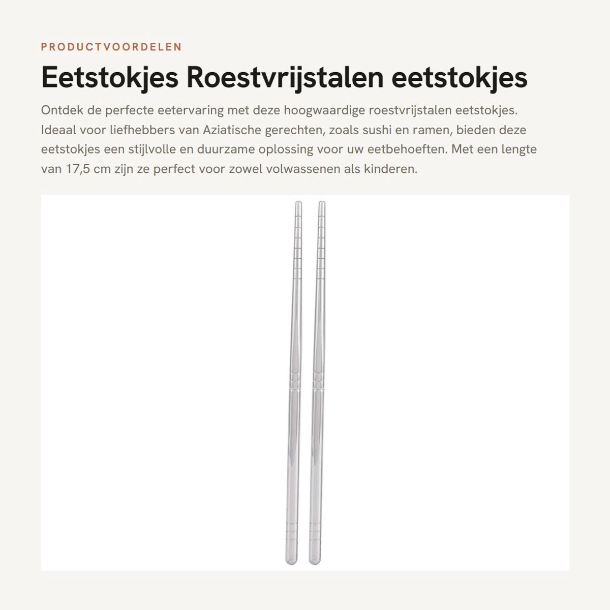 Dailygoods- Eetstokjes 304 Roestvrij Staal - Herbruikbaar - 17,5 cm - Vaatwasserbestendig - Geschikt voor Feesten - Lichtgewicht 16g - Chopsticks