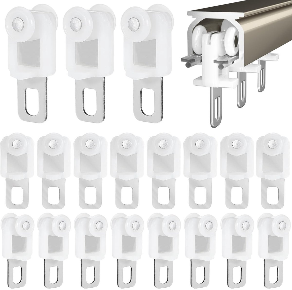 Dailygoods- Gordijnen 50 Stuks - Gordijnen Met Haakjes - Gordijnen Met Ringen - Gordijnen Rails - Roestvrij Staal - Duurzaam Materiaal - Gordijnrails