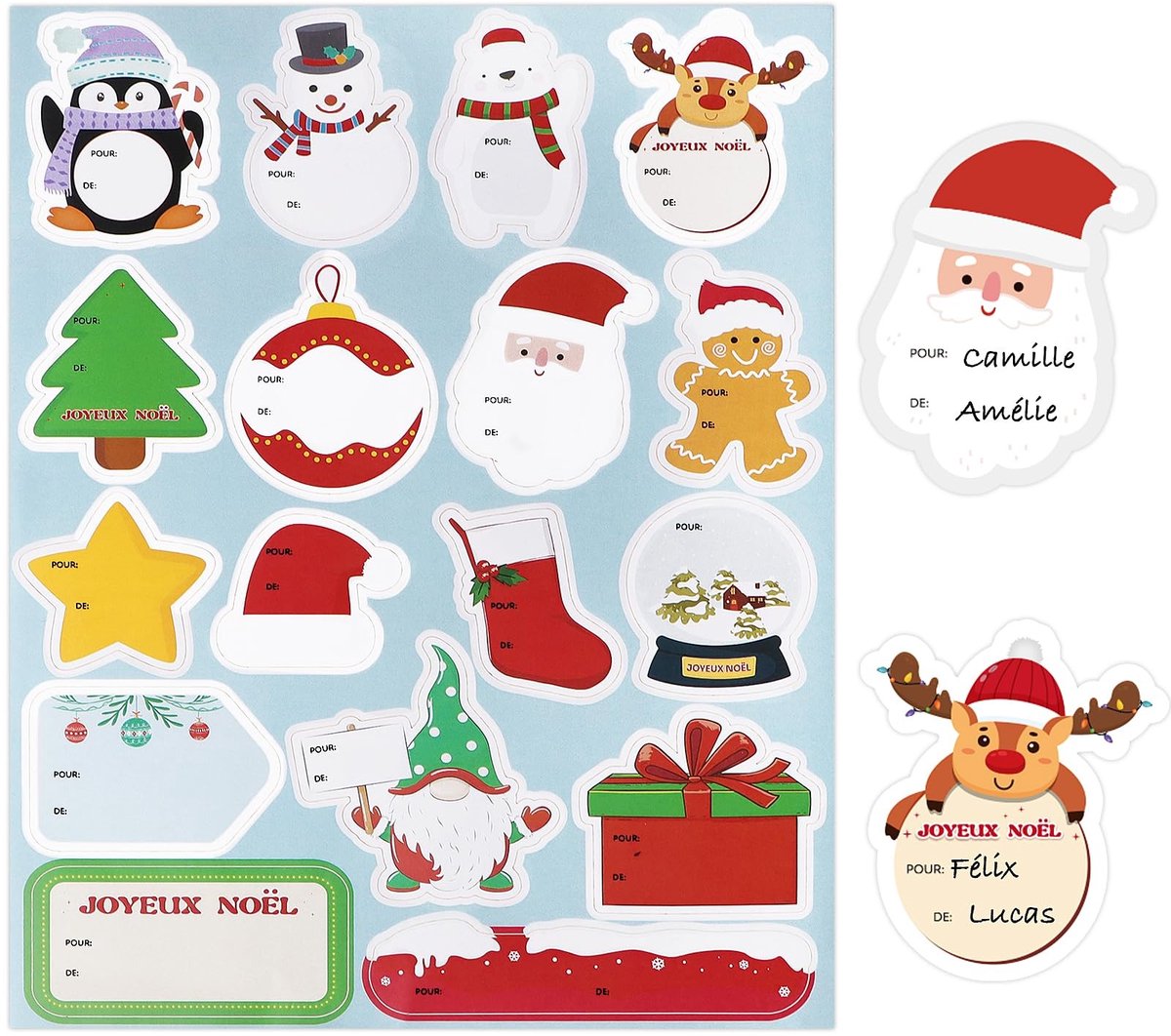 Dailygoods- Kerststickers 85 Stuks - Zelfklevend - Cadeaustickers - Etiketten - Decoratie - Waterdicht en Duurzaam