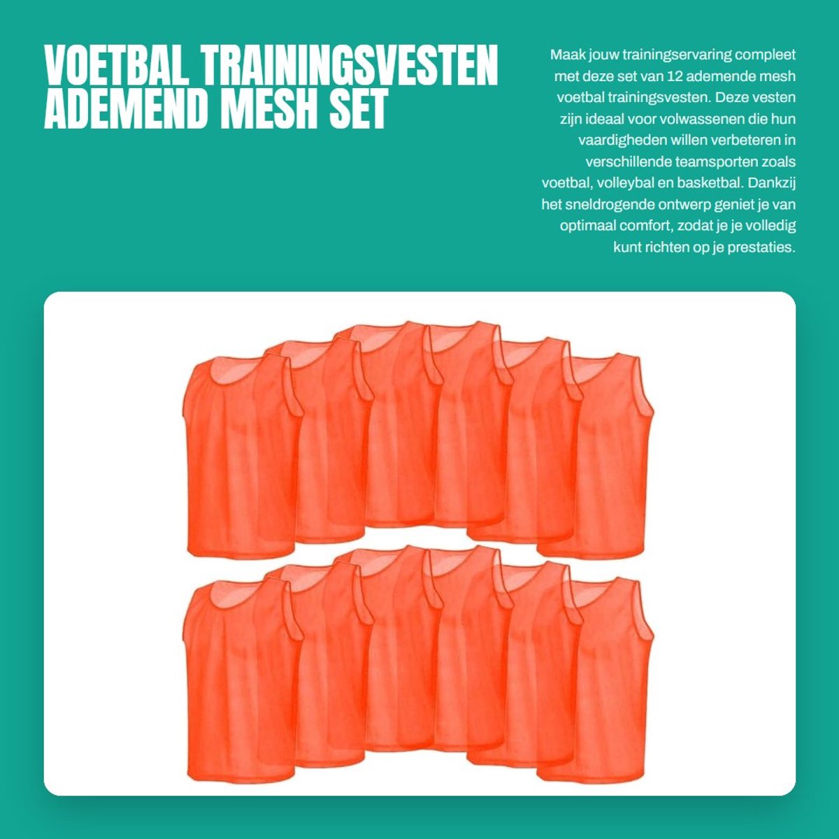 Dailygoods- Trainingsvest Ademend - 12 Stuks - Mesh Design - Losse Pasvorm - Sneldrogend - Voor Teamsporten - Sportvest