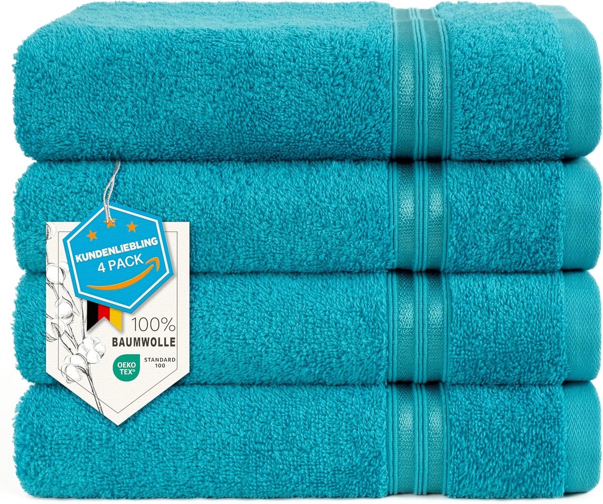 Set Handdoeken - Badstof Handdoeken - Badkamer Gebruik - 100% Katoen - 50 x 100 cm - Turqu