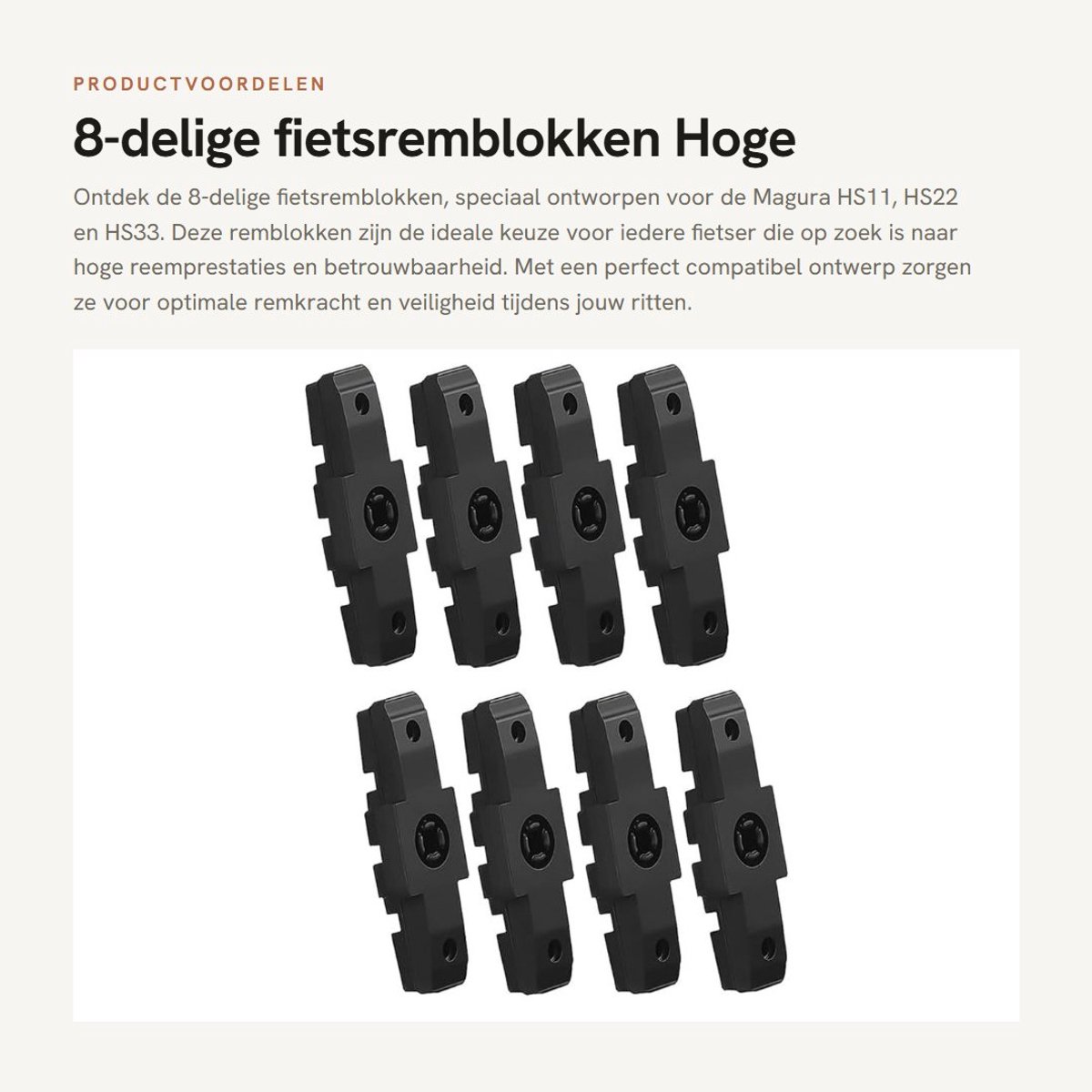 Dailygoods- Fietsremblokken Hoge Reemprestaties - Remblokken HS11/HS22/HS33 - 8-delige Set - Rubber - Zwart - Compatibel met Magura
