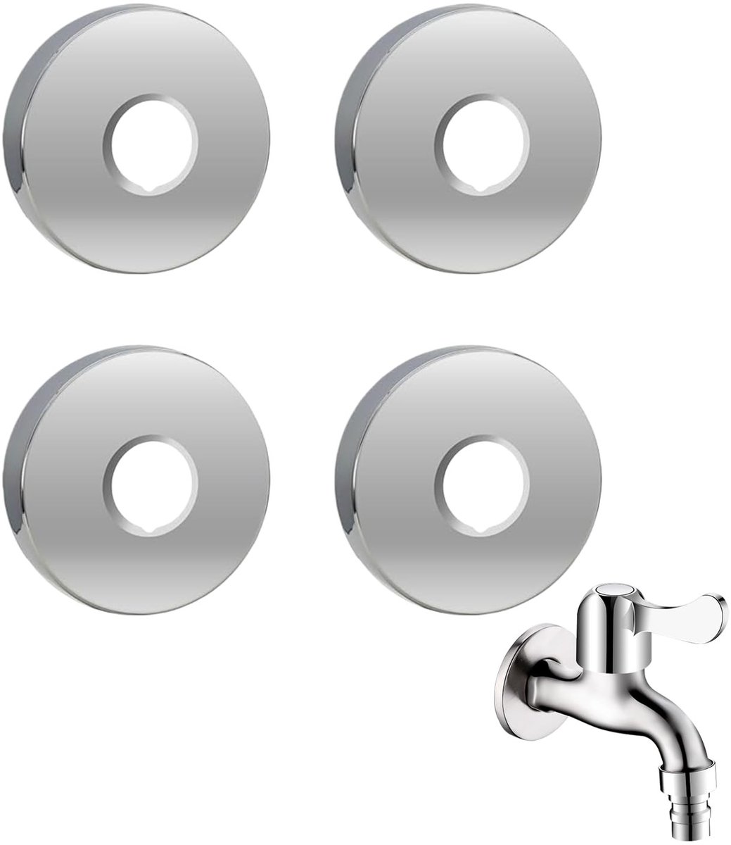 Dailygoods- Douche Rozet Set van 4 - Verchroomd - Ø 26 mm - ABS Afdekplaat - Duurzaam - Krasvast - Corrosiebestendig