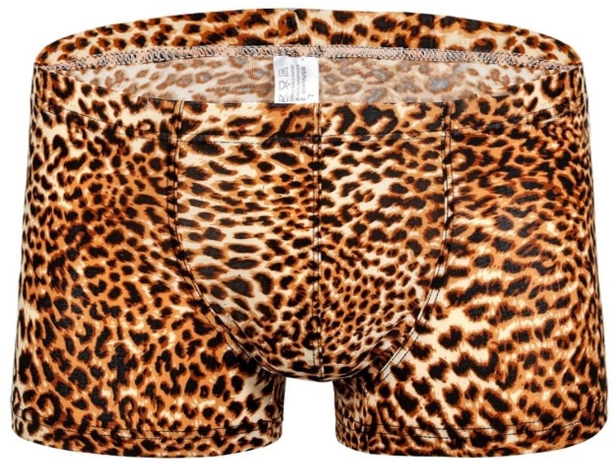 Dailygoods - Dailygoody - Heren boxershorts - Sexy herenslips - Ademend ondergoed - Zwart/geel/bruin - Elastisch boxershorts - Cadeau voor vriend - Luipaardpatroon