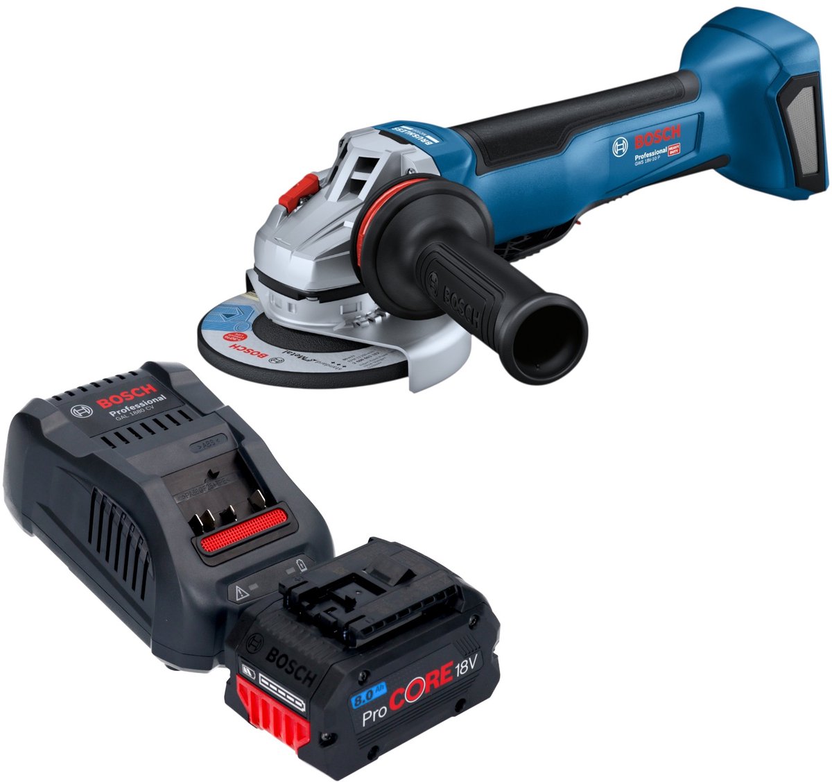 Bosch GWS 18V-10 P Professional accu-haakse slijper 18 V 125 mm borstelloos + 1x ProCORE-accu 8,0 Ah + oplader