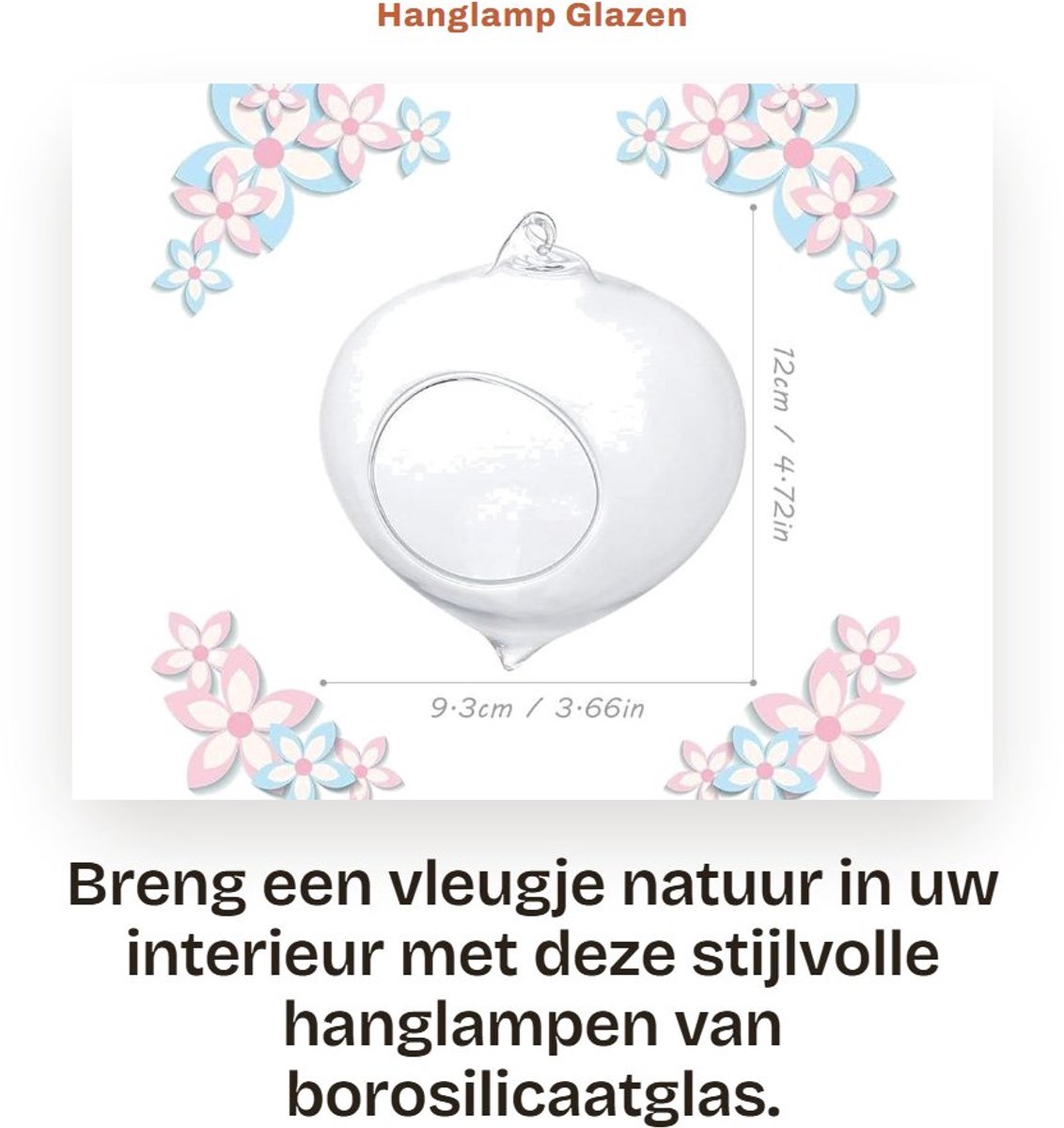 Dailygoods- Hanglamp Slijtvast - Glazen Vaas - Terrarium - Plantenhouder - Bloempot - 9,3 
