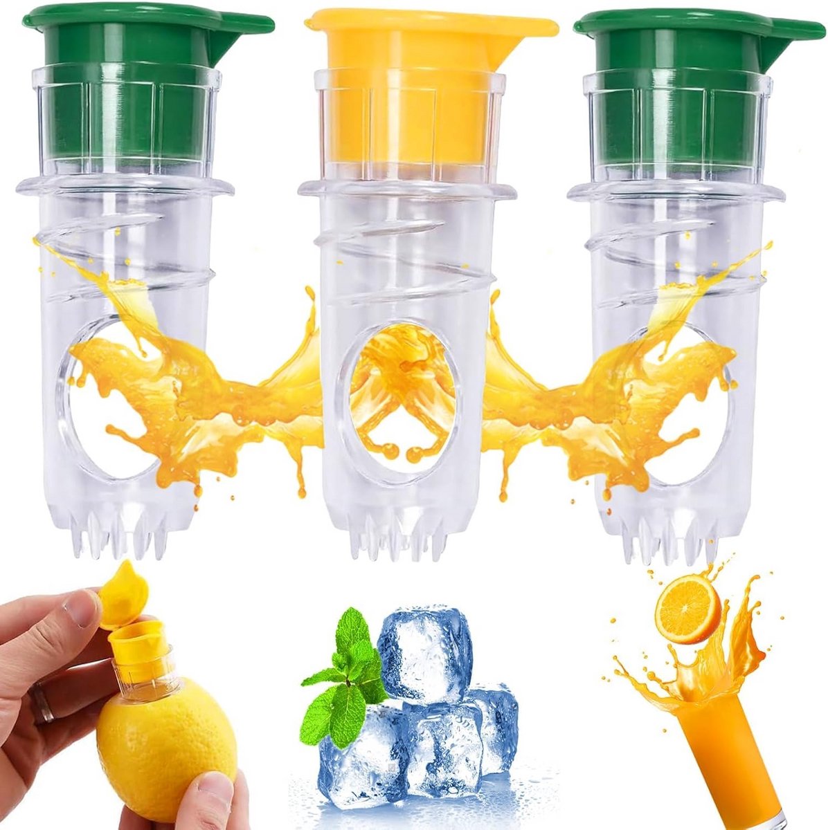 Citruspers Set - Handige Juicer - Verse Sapjes Maken - Ergonomisch Ontwerp - 3 Stuks - Groen en Geel