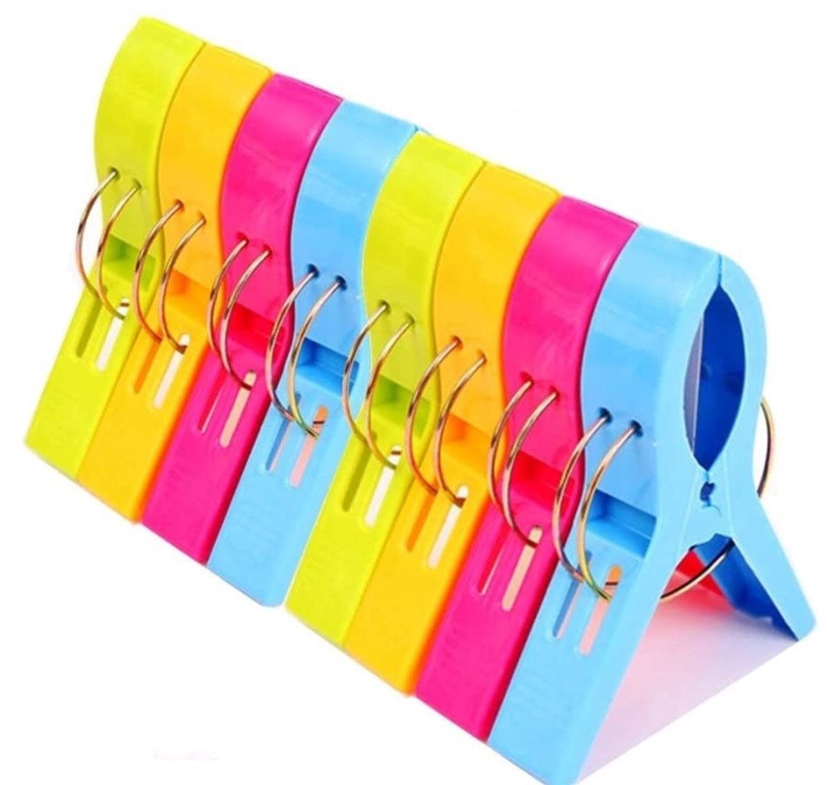 Dailygoods- Handdoekclips 12 Stuks - Grote Clips - Duurzaam Kunststof - Voor Strandhanddoeken - Antiwind Bevestiging - Heldere Kleuren - Strandhanddoekclips