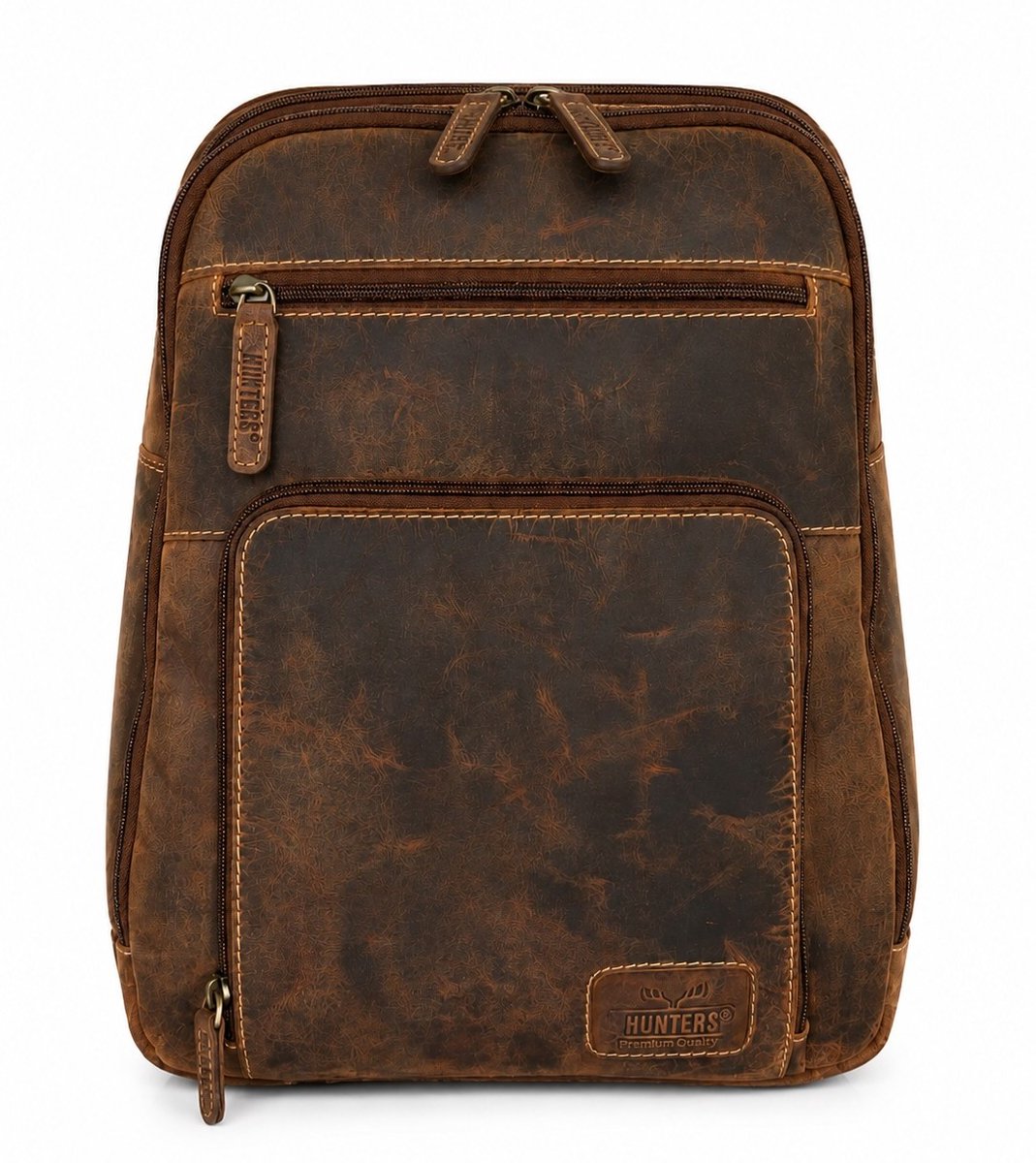 Hunters Rugzak Buffelleer bruin - (bxhxd) ca. 27cm x 34cm x 12cm