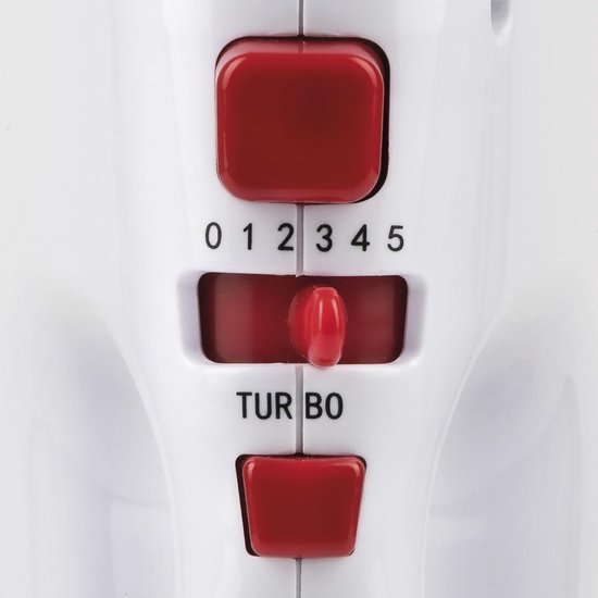 Elektrische Handmixer - Keukenmixer Garde - Beslag Maken - Met Zelfdraaiende Kom - 3 Liter Kom - Wit Rood — afbeelding 2