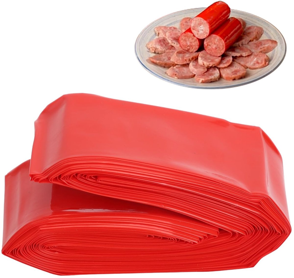 Dailygoods- Worstdarm Hittebestendig 20m x 45mm - Kunststof Omhulsel - Voedingskwaliteit - Oneetbaar - Snacksticks - Gezond Koken - Worstomhulsel