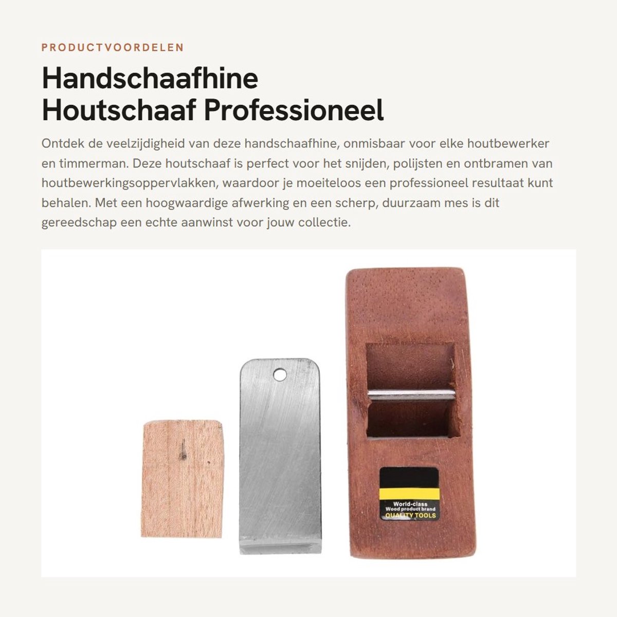 Dailygoods- Houtschaaf - Premium Hout - Hoogwaardig Staal - Scherpe Blade - Duurzaam Gereedschap - Geschikt voor Houtbewerking - Houtschaafplane