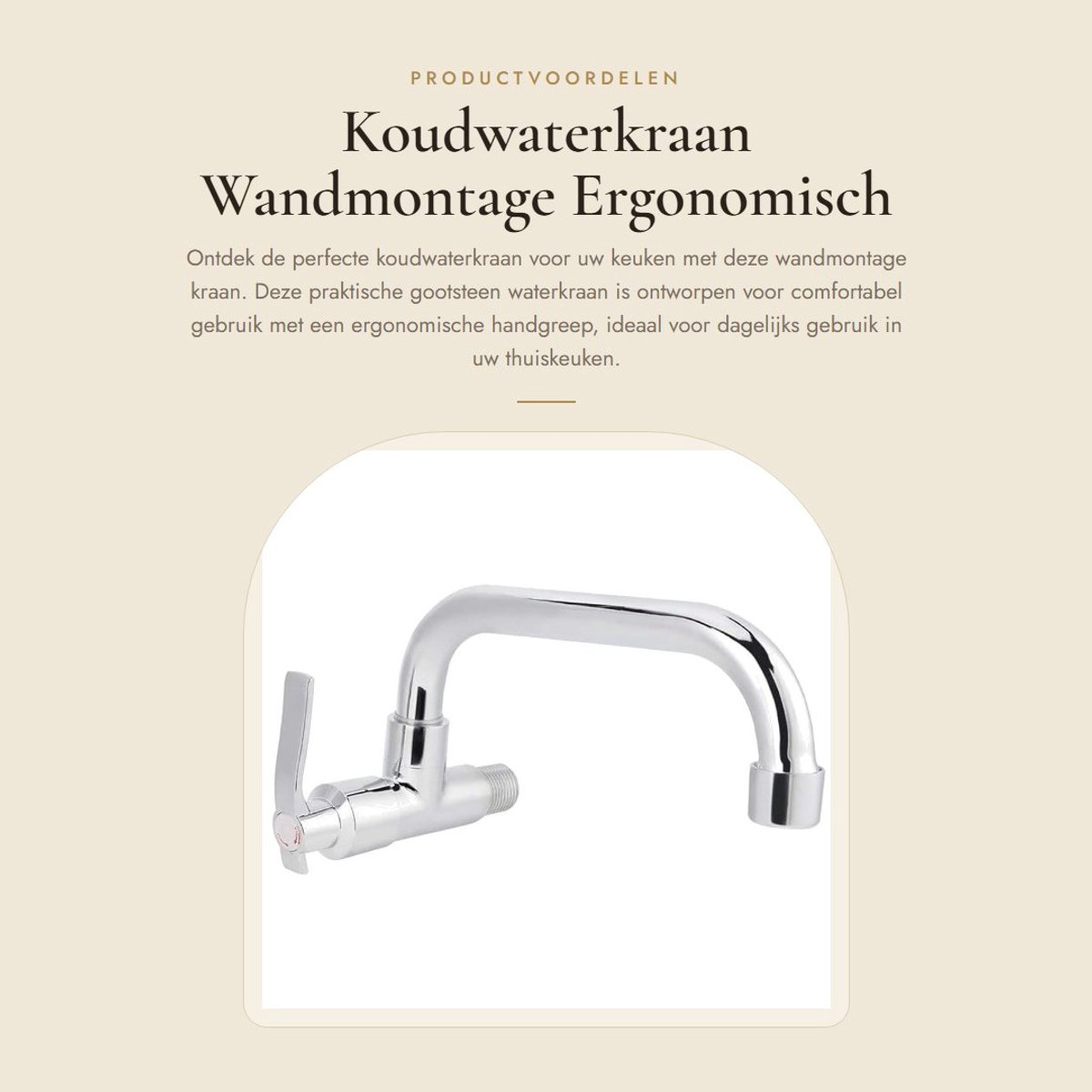 Dailygoods- Koudwaterkraan Hoogwaardige constructie - Wandmontage - Ergonomische handgreep - Corrosiebestendig - 360 graden rotatie - Duurzaam messing lichaam - Keukenkranen