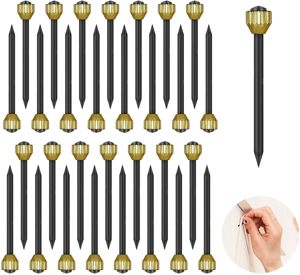 Dailygoods - Foto-hangende nagels - Muurspelden voor foto's - Duurzaam en sterk - Goud en zwart - Ideaal voor kunstwerken - Perfect voor thuis en kantoor