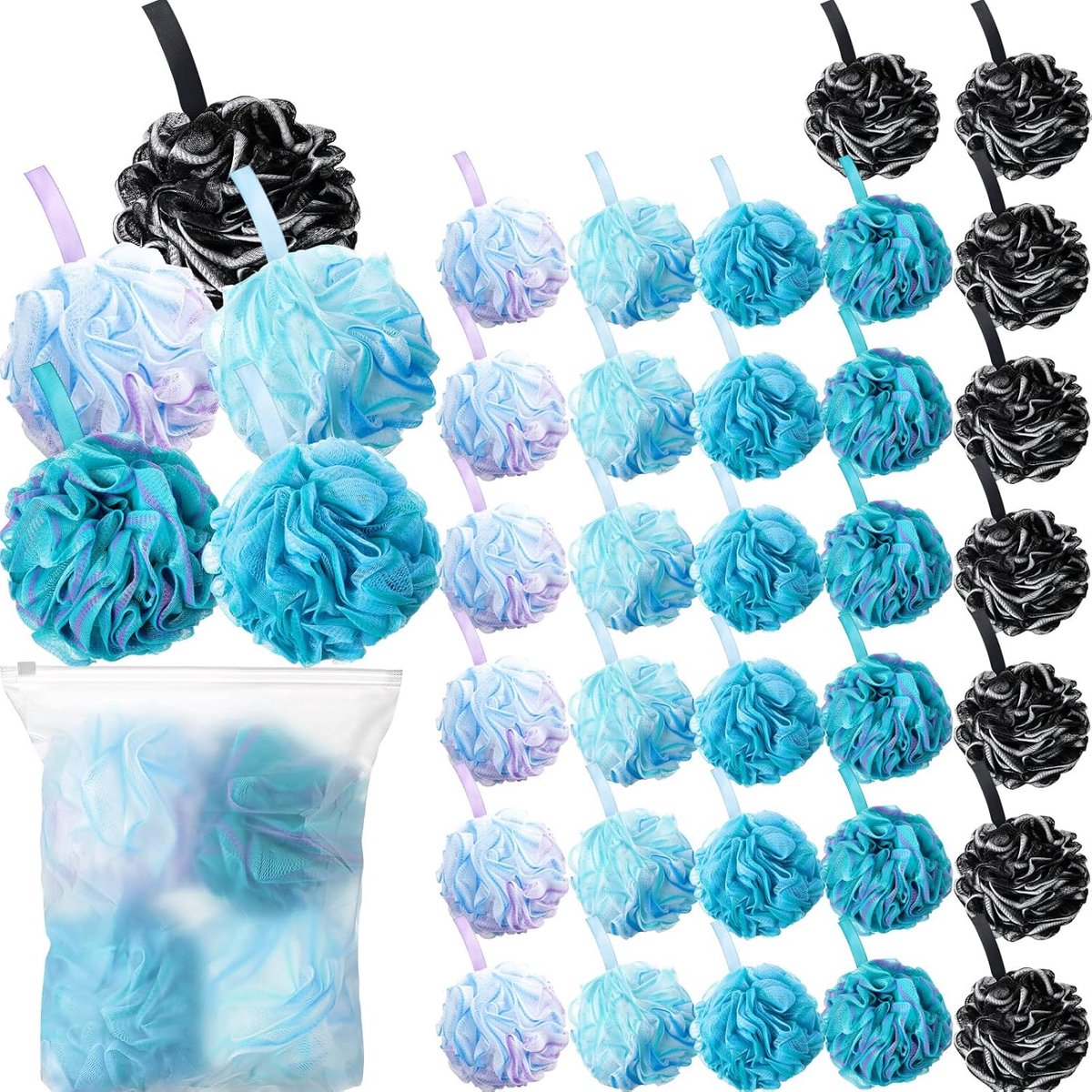 Badspons Set - Douche Loofah - Huid Reinigen - Rijke Bubbel Creëren - 32 Stuks - Veelkleurig