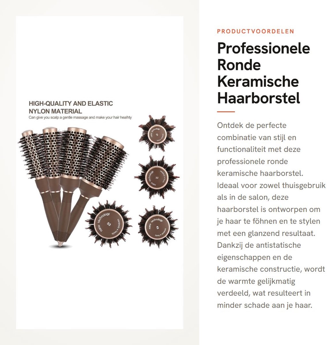 Dailygoods - Professionele Ronde Keramische Haarborstel - Antistatische Stylingkwast - Voor Haarföhnen en Krullen - 25 mm - Hoogwaardige Kappersgereed...