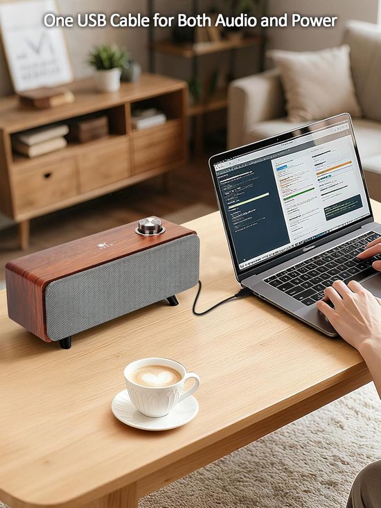 Computerluidsprekers - Soundbar met subwoofer - Audio-ervaring verbeteren - Draadloze Bluetooth verbinding - 26 x 10 x 10 cm - Zwart — afbeelding 2