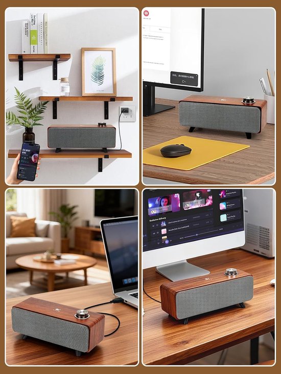 Computerluidsprekers - Soundbar met subwoofer - Audio-ervaring verbeteren - Draadloze Bluetooth verbinding - 26 x 10 x 10 cm - Zwart — afbeelding 5