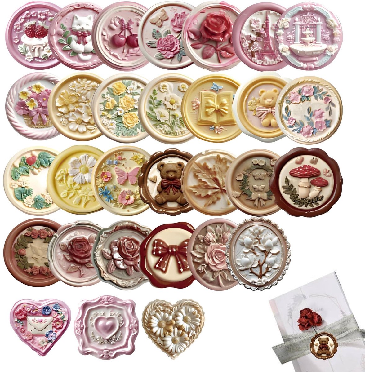 Dailygoods- Waszegels 30 Stuks - Zelfklevend - Vintage Decoratie - Zegelwasstickers - Huwelijksuitnodigingen - Envelop - Elegant Ontwerp - Zegelstickers