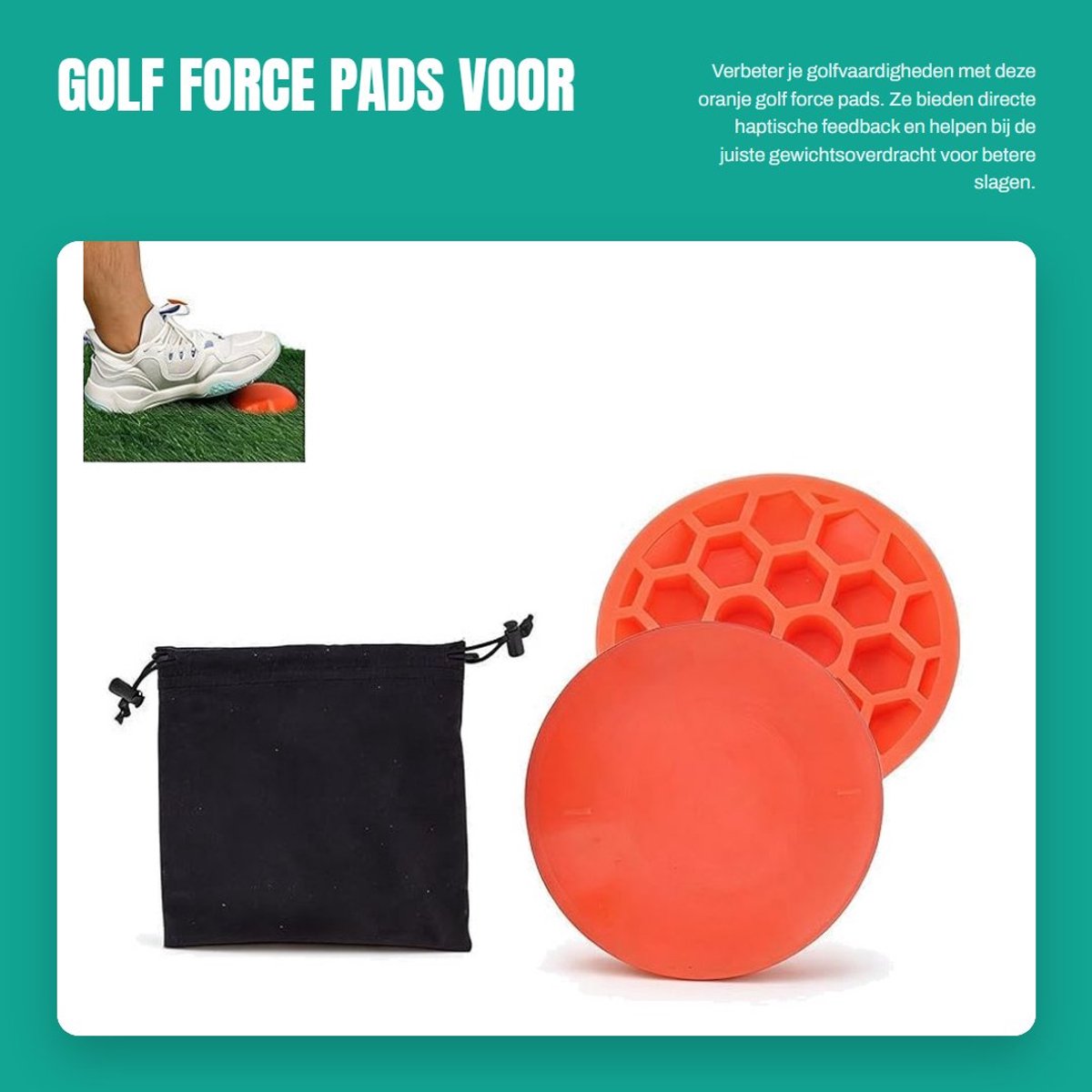 Dailygoods- Golfpedaal Oranje - Golftrainingsmateriaal - Vaardigheidsverbetering - Gewichtsoverdracht - Directe feedback - 2-delig set - Golftraining