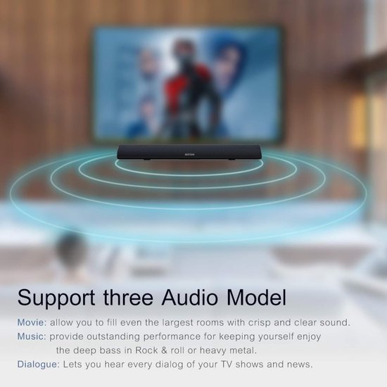 Soundbar Luidspreker - Home Theater - Muziek Luisteren - Draadloze Bluetooth - 86 cm Breed - Zwart — afbeelding 3