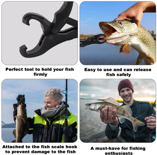Dailygoody - Fish Lip Gripper - Visgreep Tool - Multifunctionele Vis Grip Clamp - Zwart - Voor Beginners en Professionals - 2 Stuks van Merkloos — afbeelding 4