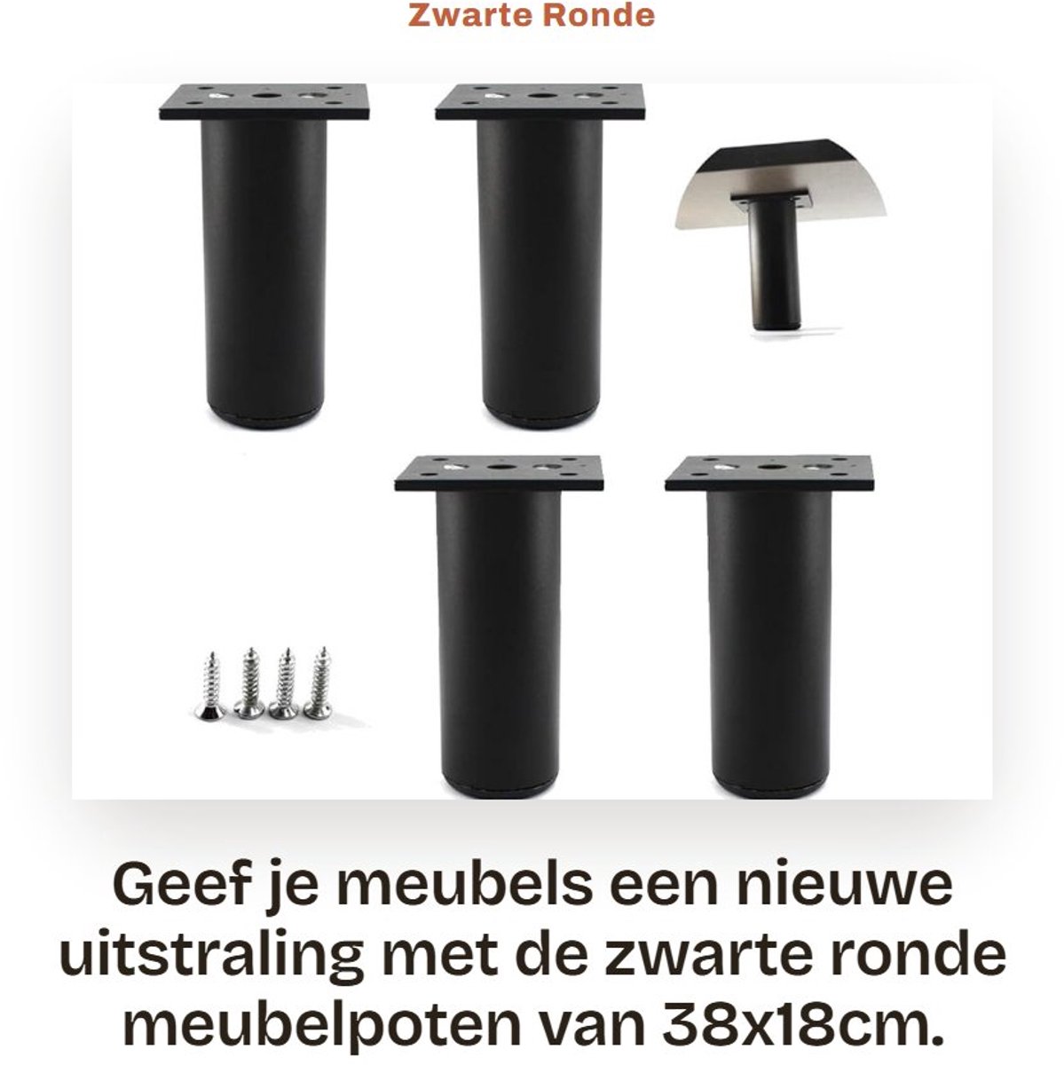 Dailygoody - Zwarte Ronde Meubelpoten - Verstelbare Voeten