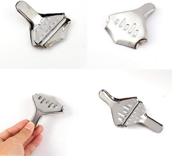 Citroenschijfpers - Sapcentrifuge clips - Vruchtensap maken - Roestvrij staal - 4 stuks - Zilver — afbeelding 2