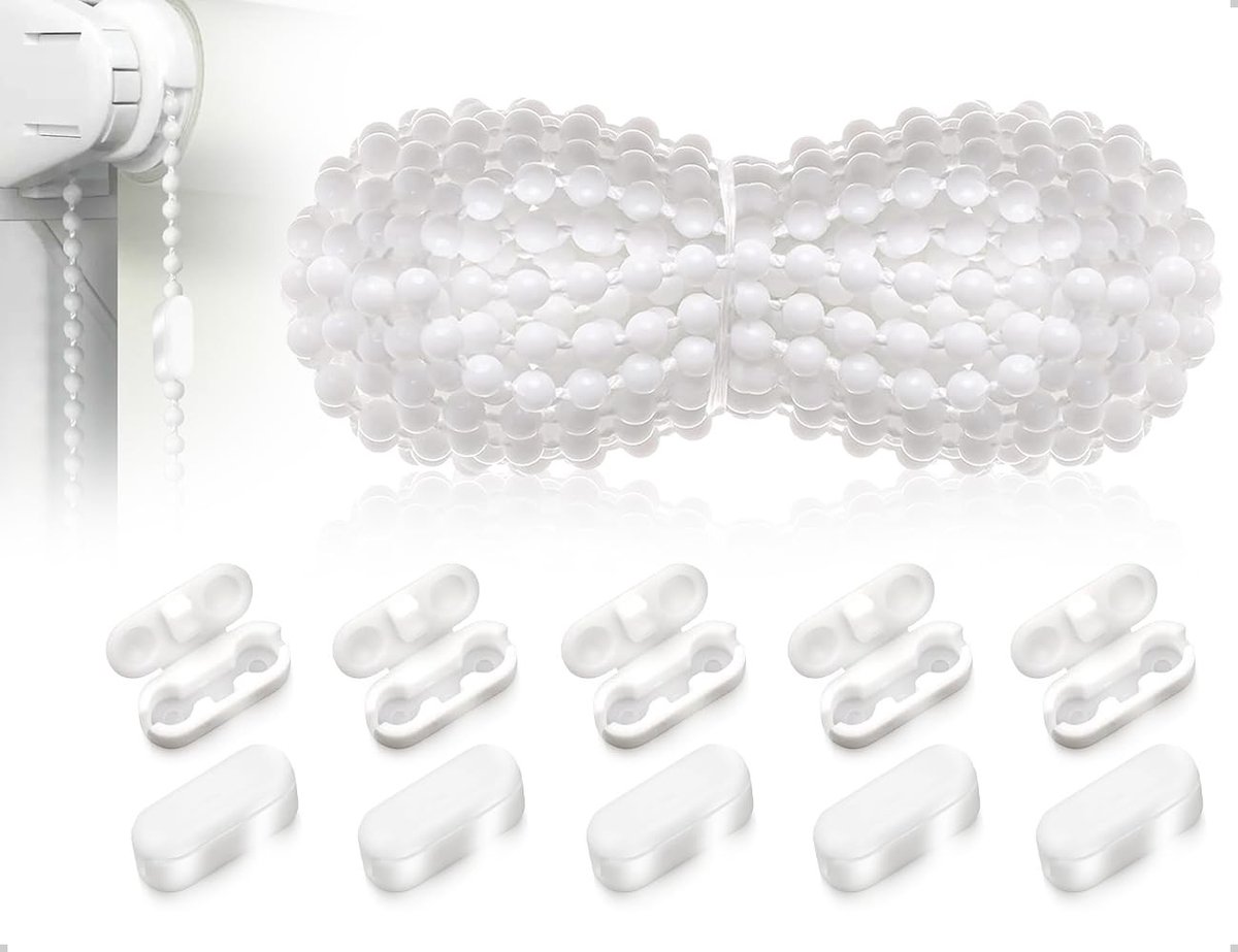 Dailygoods- Rolgordijnketting 6 m - Reserveonderdeel voor Rolluiken - 10 Connectoren - Aanpasbaar - PVC - Eenvoudig te gebruiken - Gordijnketting