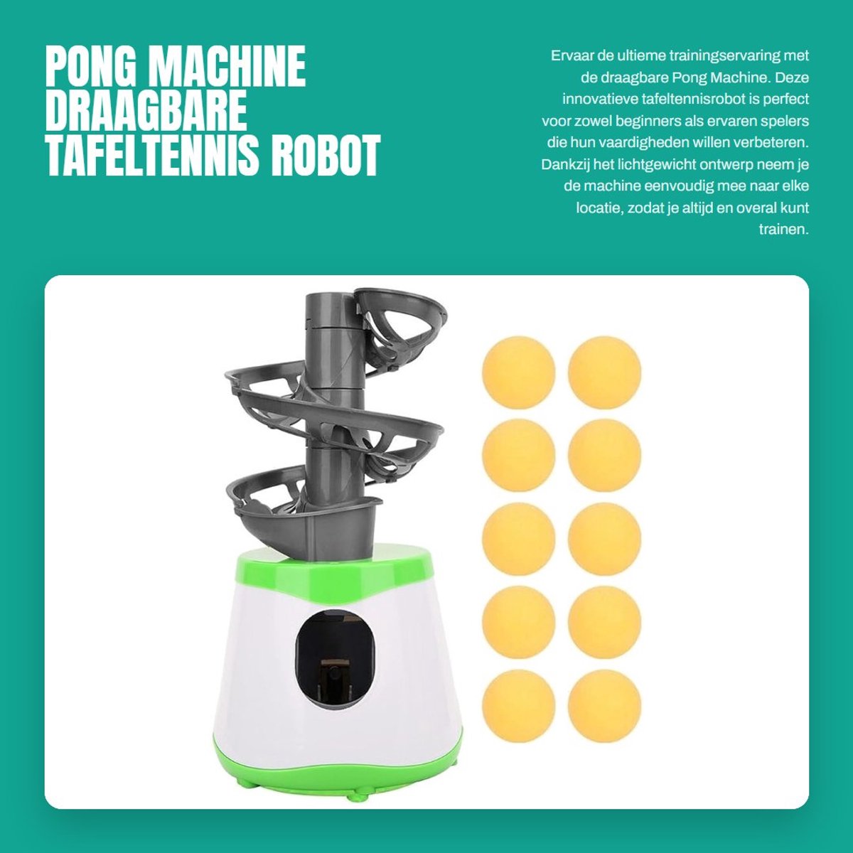 Dailygoods- Tafeltennis Robot Lichtgewicht - Draagbare Automatische Launcher - Training Machine - ABS Materiaal - Inclusief 10 Ballen - Betrouwbare Kwaliteit - Pingpongmachine