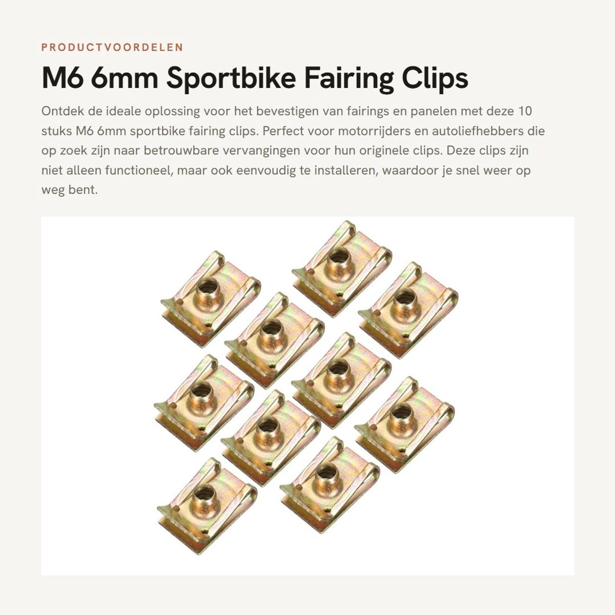 Dailygoods- Speed Clips 10 Stuks - Bevestigingsclips Auto - Kuip Clips - Verzinkt Staal - 6mm Gat - Afmetingen 23,5mm x 15,5mm