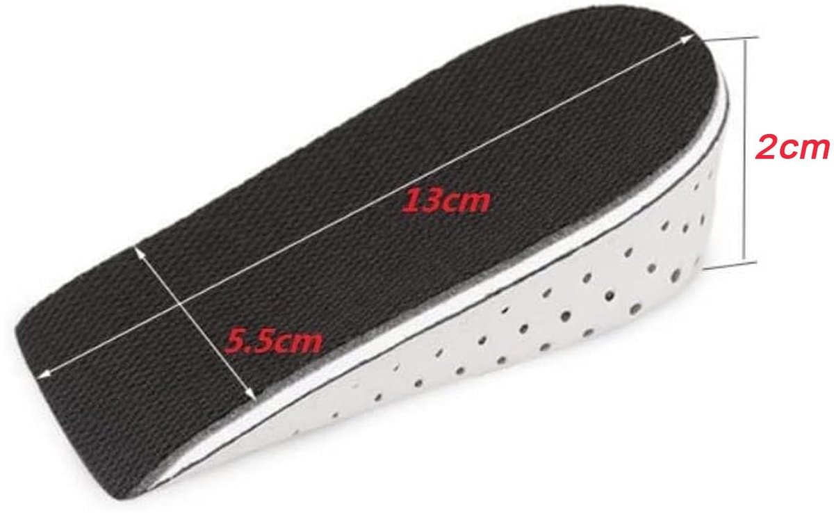 Dailygoods- Inlegzolen Verhoogd 2-4 cm - Hielkussentjes voor Schoenen - Ademend - Slijtvast - Dempende EVA/Traagschuim - Comfort Verhogend - Hielkussens