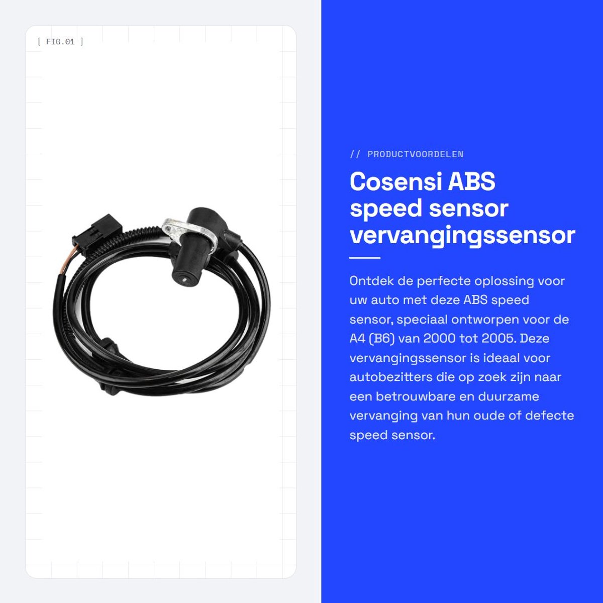Dailygoods- Snelheidssensor - Gereedschap voor uitdeuken - ABS Sensor - Geschikt voor B6 - Auto achter links/rechts - 2000-2005
